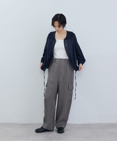 ADIEU TRISTESSE(アデュートリステス)の「リネンカーゴパンツ(カーゴパンツ・レディース・チェック/ピンク/カーキ/ブラウン・38)」の9枚目の写真