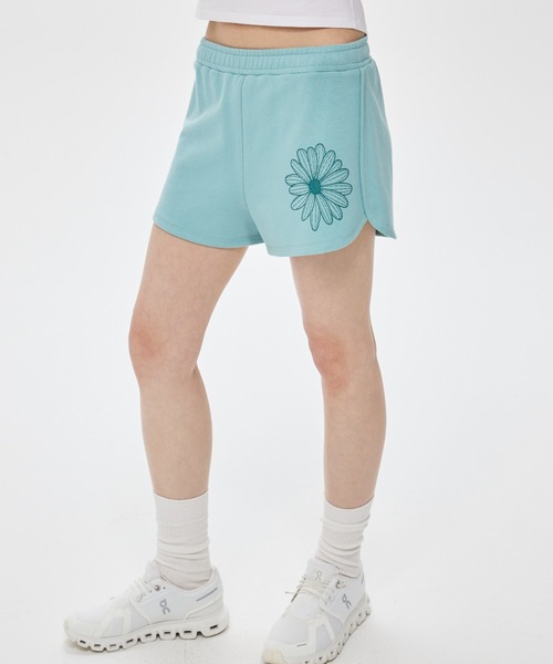 Mardi Mercredi(マルディメクルディ)の「MINI SWEAT SHORTS FLOWER / ミニ スウェット ショーツ フラワー(スウェットパンツ・レディース・ミント/パープル・FREE)」の8枚目の写真