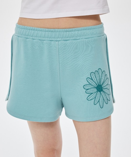 Mardi Mercredi(マルディメクルディ)の「MINI SWEAT SHORTS FLOWER / ミニ スウェット ショーツ フラワー(スウェットパンツ・レディース・ミント/パープル・FREE)」の9枚目の写真