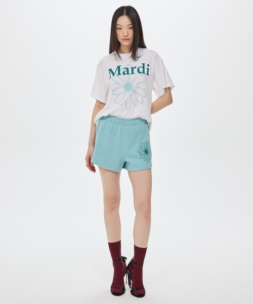 Mardi Mercredi(マルディメクルディ)の「MINI SWEAT SHORTS FLOWER / ミニ スウェット ショーツ フラワー(スウェットパンツ・レディース・ミント/パープル・FREE)」の11枚目の写真