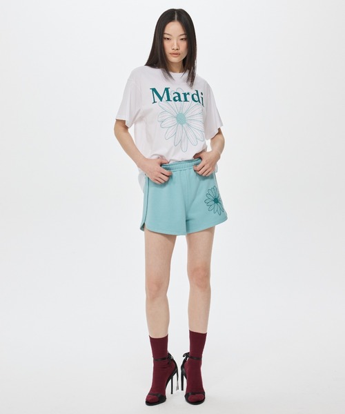 Mardi Mercredi(マルディメクルディ)の「MINI SWEAT SHORTS FLOWER / ミニ スウェット ショーツ フラワー(スウェットパンツ・レディース・ミント/パープル・FREE)」の12枚目の写真