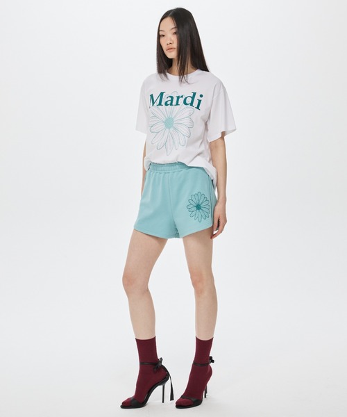 Mardi Mercredi(マルディメクルディ)の「MINI SWEAT SHORTS FLOWER / ミニ スウェット ショーツ フラワー(スウェットパンツ・レディース・ミント/パープル・FREE)」の13枚目の写真