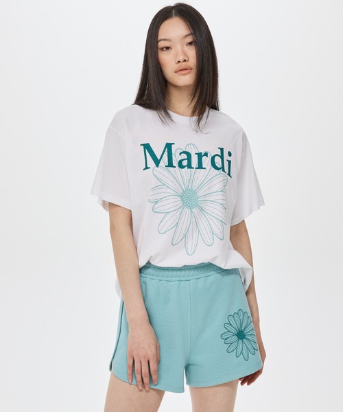 Mardi Mercredi(マルディメクルディ)の「MINI SWEAT SHORTS FLOWER / ミニ スウェット ショーツ フラワー(スウェットパンツ・レディース・ミント/パープル・FREE)」の7枚目の写真