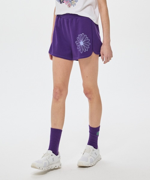 Mardi Mercredi(マルディメクルディ)の「MINI SWEAT SHORTS FLOWER / ミニ スウェット ショーツ フラワー(スウェットパンツ・レディース・ミント/パープル・FREE)」の16枚目の写真