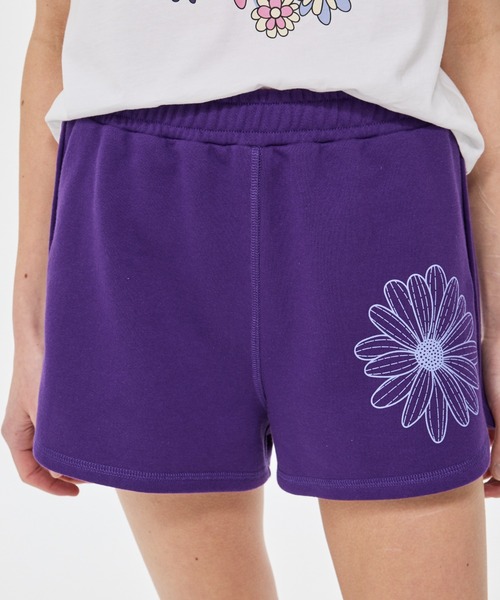 Mardi Mercredi(マルディメクルディ)の「MINI SWEAT SHORTS FLOWER / ミニ スウェット ショーツ フラワー(スウェットパンツ・レディース・ミント/パープル・FREE)」の18枚目の写真