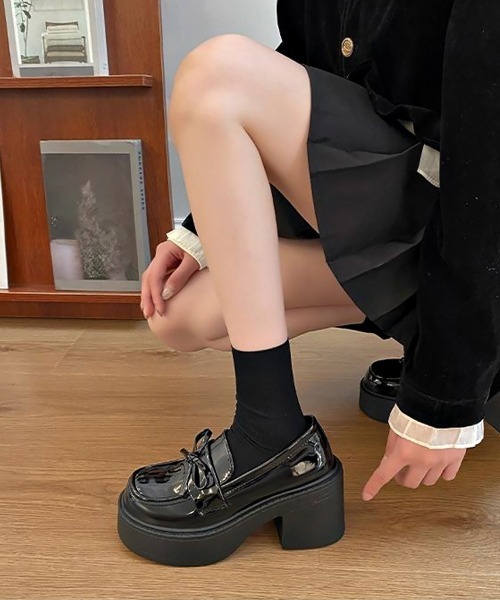 Miniministore(ミニミニストア)の「リボン厚底ローファー レディース 韓国風(ローファー・レディース・ブラック系2/ブラック系1・22.5cm/24.0cm/23.5cm/23.0cm/25.0cm/24.5cm)」の13枚目の写真