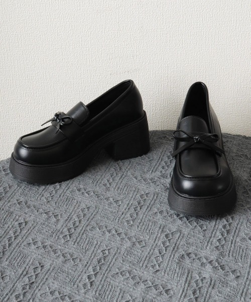 Miniministore(ミニミニストア)の「リボン厚底ローファー レディース 韓国風(ローファー・レディース・ブラック系2/ブラック系1・22.5cm/24.0cm/23.5cm/23.0cm/25.0cm/24.5cm)」の19枚目の写真