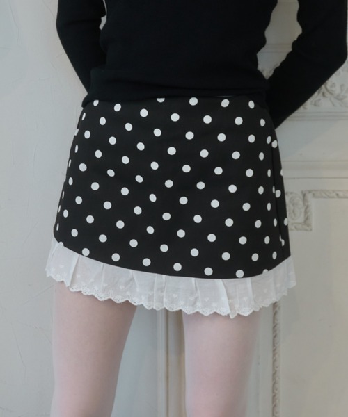Birthday room（バースデイルーム）の「ドットレースSK/Polka-dot lace skirt（スカート・レディース・ホワイト/ブラック・FREE）」の10枚目の写真
