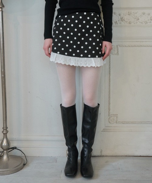 Birthday room（バースデイルーム）の「ドットレースSK/Polka-dot lace skirt（スカート・レディース・ホワイト/ブラック・FREE）」の11枚目の写真