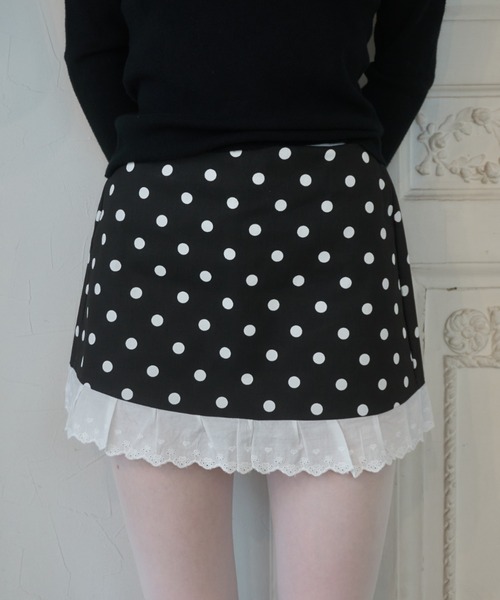 Birthday room（バースデイルーム）の「ドットレースSK/Polka-dot lace skirt（スカート・レディース・ホワイト/ブラック・FREE）」の12枚目の写真