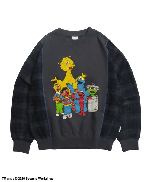 Ha-Li-C STORE（ハリックストア）の「【セサミストリート】切替チェックスウェット（スウェット・メンズ・ネイビー/チャコールグレー/オフホワイト・MEDIUM/LARGE/X-LARGE）」の17枚目の写真