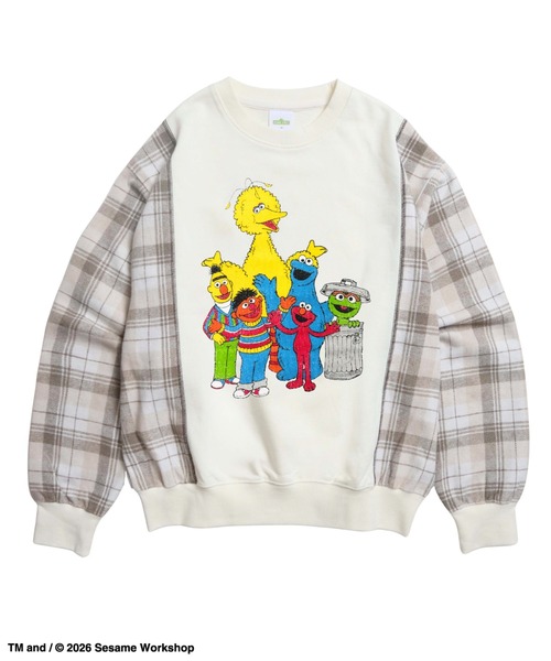 Ha-Li-C STORE（ハリックストア）の「【セサミストリート】切替チェックスウェット（スウェット・メンズ・ネイビー/チャコールグレー/オフホワイト・MEDIUM/LARGE/X-LARGE）」の9枚目の写真