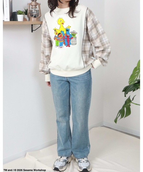 Ha-Li-C STORE（ハリックストア）の「【セサミストリート】切替チェックスウェット（スウェット・メンズ・ネイビー/チャコールグレー/オフホワイト・MEDIUM/LARGE/X-LARGE）」の5枚目の写真