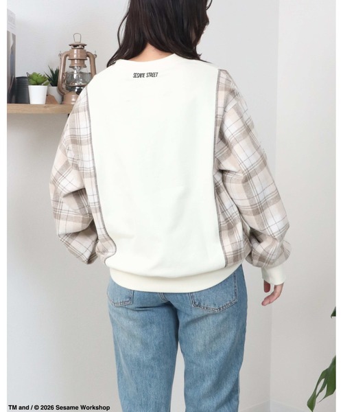 Ha-Li-C STORE（ハリックストア）の「【セサミストリート】切替チェックスウェット（スウェット・メンズ・ネイビー/チャコールグレー/オフホワイト・MEDIUM/LARGE/X-LARGE）」の7枚目の写真