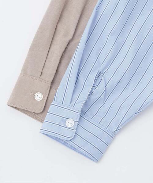 b・ROOM(ビールーム)の「バンドカラーシャツ【子供服】【キッズ】【男の子】(シャツ/ブラウス・キッズ・オフホワイト/グレイッシュベージュ/ブラック/サックスブルー・110cm/120cm/130cm/100cm/140cm/150cm)」の7枚目の写真