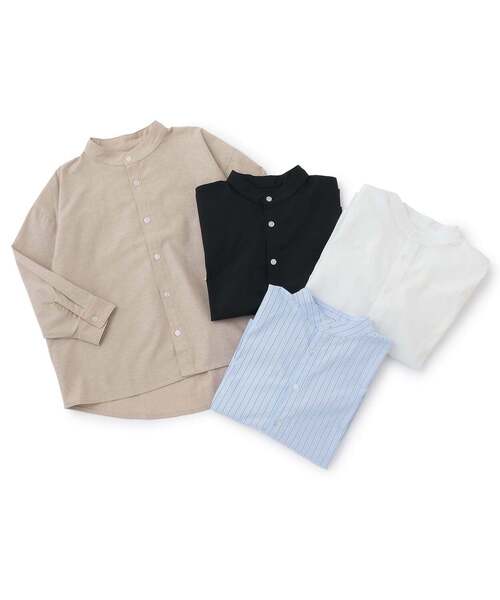 b・ROOM(ビールーム)の「バンドカラーシャツ【子供服】【キッズ】【男の子】(シャツ/ブラウス・キッズ・オフホワイト/グレイッシュベージュ/ブラック/サックスブルー・110cm/120cm/130cm/100cm/140cm/150cm)」の11枚目の写真