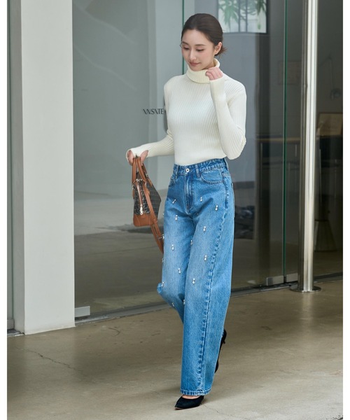BIRTHDAY BASH（バースデイバッシュ）の「HIGH NECK SIMPLE KNIT（ハイネックシンプルニット）（ニット/セーター・レディース・ホワイト/ブラック・FREE）」の13枚目の写真