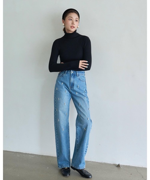 BIRTHDAY BASH（バースデイバッシュ）の「HIGH NECK SIMPLE KNIT（ハイネックシンプルニット）（ニット/セーター・レディース・ホワイト/ブラック・FREE）」の7枚目の写真