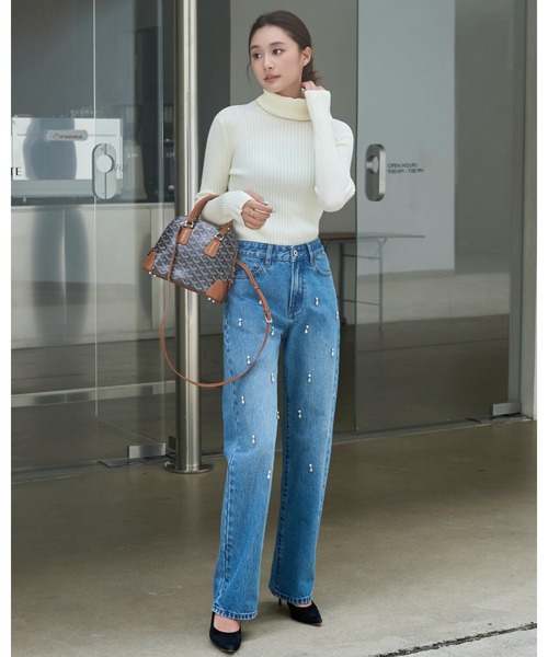 BIRTHDAY BASH（バースデイバッシュ）の「HIGH NECK SIMPLE KNIT（ハイネックシンプルニット）（ニット/セーター・レディース・ホワイト/ブラック・FREE）」の14枚目の写真