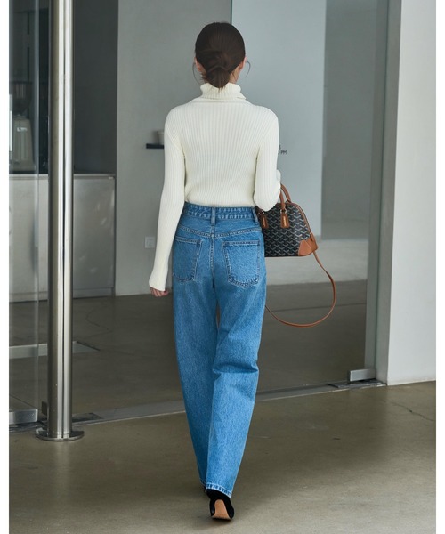 BIRTHDAY BASH（バースデイバッシュ）の「HIGH NECK SIMPLE KNIT（ハイネックシンプルニット）（ニット/セーター・レディース・ホワイト/ブラック・FREE）」の15枚目の写真