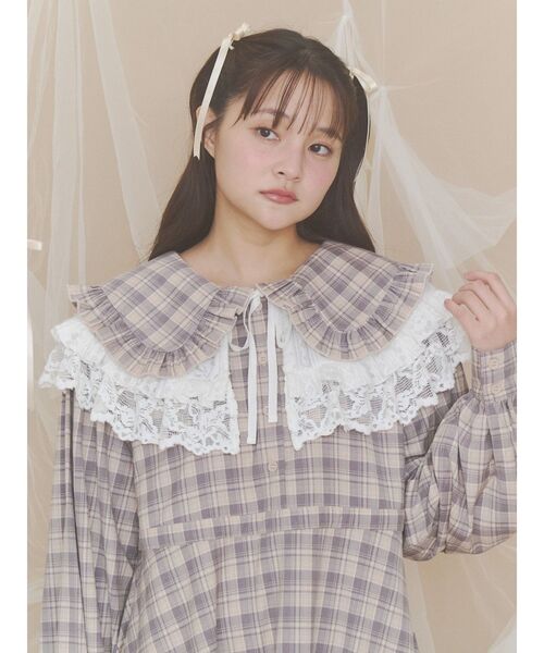 merry jenny(メリージェニー)の「チェック丸襟ミニワンピース(ワンピース・レディース・ブラック/レッド/ベージュ・FREE)」の16枚目の写真