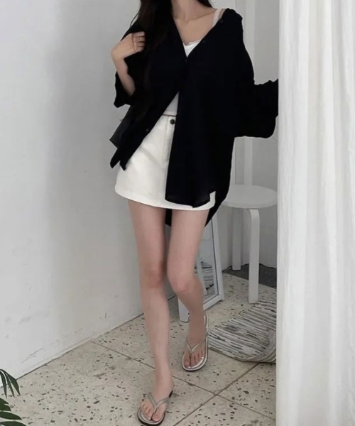FLINEA(フリネア)の「フード付き薄手リラックスシャツ(シャツ/ブラウス・レディース・ホワイト/ブラック/ブルー・FREE)」の13枚目の写真