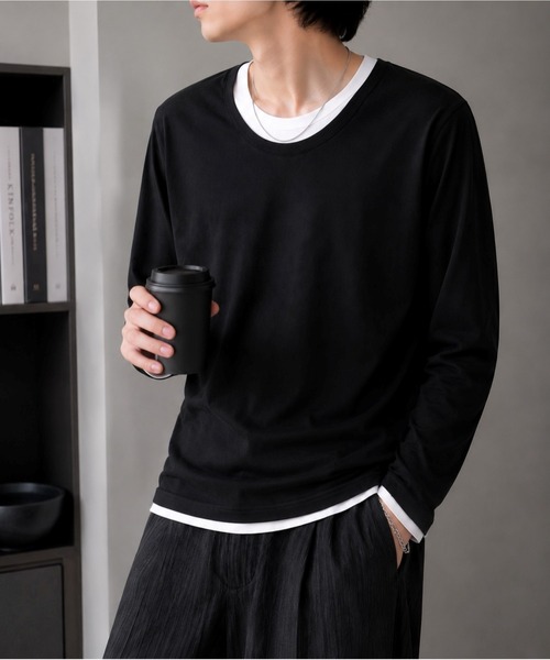 CERCA(チェルカ)の「【Bls】 【ZM】【Bling Leads】レイヤード風 UネックロンTEE(Tシャツ/カットソー・メンズ・チャコール/その他/アッシュグレー/ホワイト/ブラック・LARGE/X-LARGE/MEDIUM)」の6枚目の写真