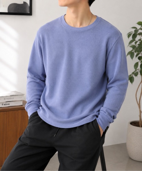 UP START（アップスタート）の「【Bls】 【ZM】【Bling Leads】サーマルワッフル クルーネック長袖TEE(BL)（Tシャツ/カットソー・メンズ・ブラウン/チャコールグレー/ライトブルー/アイボリー・LARGE/X-LARGE/MEDIUM）」の4枚目の写真