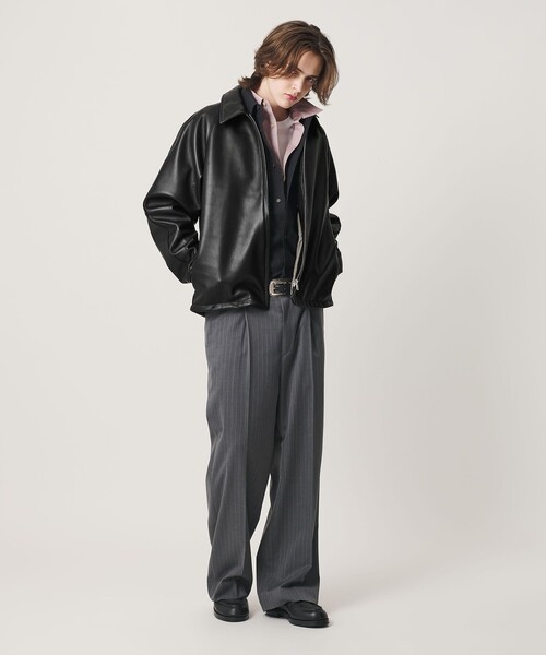 Schott（ショット）の「【別注】＜Schott＞レザー チェック ブルゾン（その他アウター・メンズ・ブラック・M/L/XL）」の6枚目の写真