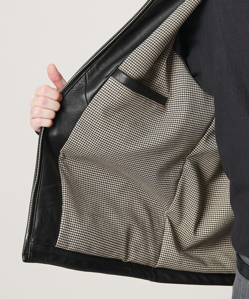 Schott（ショット）の「【別注】＜Schott＞レザー チェック ブルゾン（その他アウター・メンズ・ブラック・M/L/XL）」の11枚目の写真