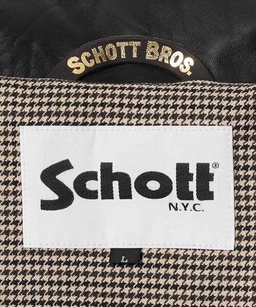 Schott（ショット）の「【別注】＜Schott＞レザー チェック ブルゾン（その他アウター・メンズ・ブラック・M/L/XL）」の21枚目の写真