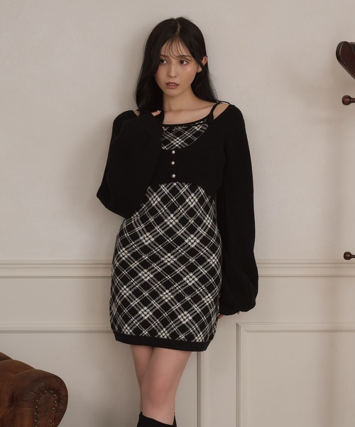 apres jour(アプレジュール)の「【3点セット】レイヤードチェックニットミニワンピース(ワンピース・レディース・ブラック/スモークピンク/ライトベージュ・SMALL/MEDIUM/X-LARGE)」の22枚目の写真