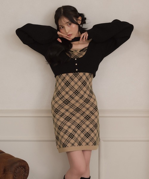 apres jour(アプレジュール)の「【3点セット】レイヤードチェックニットミニワンピース(ワンピース・レディース・ブラック/スモークピンク/ライトベージュ・SMALL/MEDIUM/X-LARGE)」の17枚目の写真
