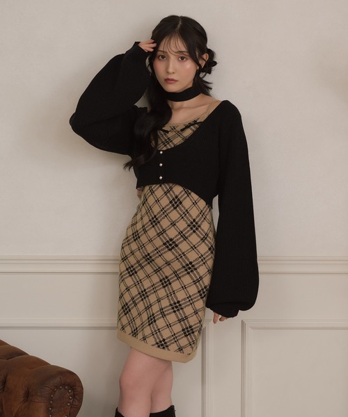 apres jour(アプレジュール)の「【3点セット】レイヤードチェックニットミニワンピース(ワンピース・レディース・ブラック/スモークピンク/ライトベージュ・SMALL/MEDIUM/X-LARGE)」の19枚目の写真