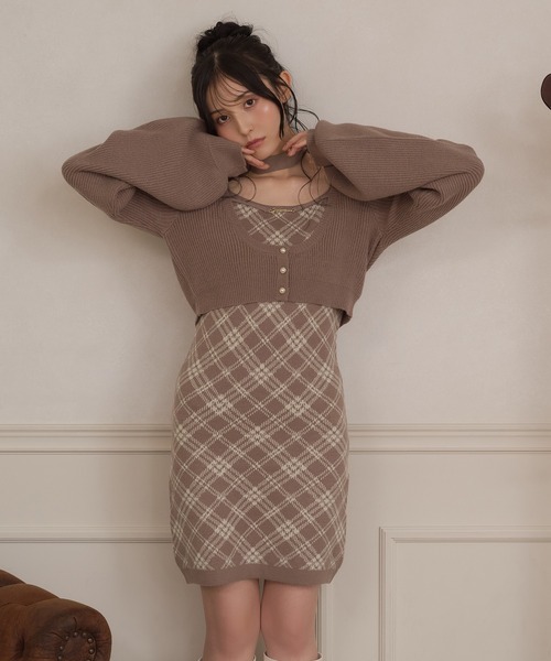 apres jour(アプレジュール)の「【3点セット】レイヤードチェックニットミニワンピース(ワンピース・レディース・ブラック/スモークピンク/ライトベージュ・SMALL/MEDIUM/X-LARGE)」の13枚目の写真