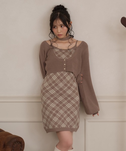 apres jour(アプレジュール)の「【3点セット】レイヤードチェックニットミニワンピース(ワンピース・レディース・ブラック/スモークピンク/ライトベージュ・SMALL/MEDIUM/X-LARGE)」の10枚目の写真