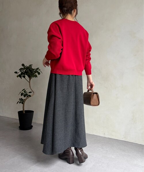 Jena espace merveilleux（ジェナ　エスパスメルヴェイユ）の「ヘリンボーンフレアスカート（スカート・レディース・ベージュ/チャコールグレー・FREE）」の17枚目の写真