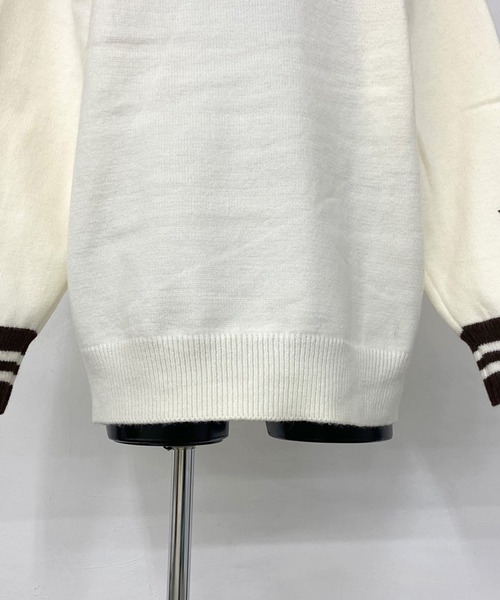 non-hedge(ノンヘッジ)の「ヒョウ柄ナンバリングニットトップス(ニット/セーター・レディース・オフホワイト/ネイビー・FREE)」の10枚目の写真