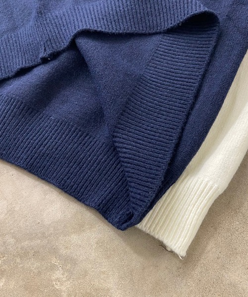 non-hedge(ノンヘッジ)の「ヒョウ柄ナンバリングニットトップス(ニット/セーター・レディース・オフホワイト/ネイビー・FREE)」の16枚目の写真