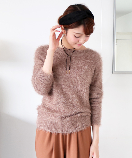 N.(N. Natural Beauty Basic)(エヌエヌナチュラルビューティーベーシック)の「◆《追加生産》【and GIRL11月号掲載】 シャギーコンパクトニット(ニット/セーター・レディース・ブルー/ホワイト/ベージュ・MEDIUM)」の1枚目の写真