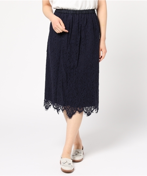 POU DOU DOU（プードゥドゥ）の「スカラップラッセルレーススカート（スカート・レディース・アイボリー/ライトブルー/ネイビー・3）」の3枚目の写真