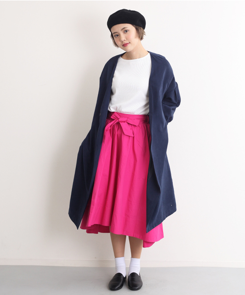 MERLOT（メルロー）の「ピーチウエストリボンボリューム袖スプリングコート501-4591（その他アウター・レディース・ネイビー/キャメル/ブラック/ピンクベージュ/カーキ・FREE）」の3枚目の写真