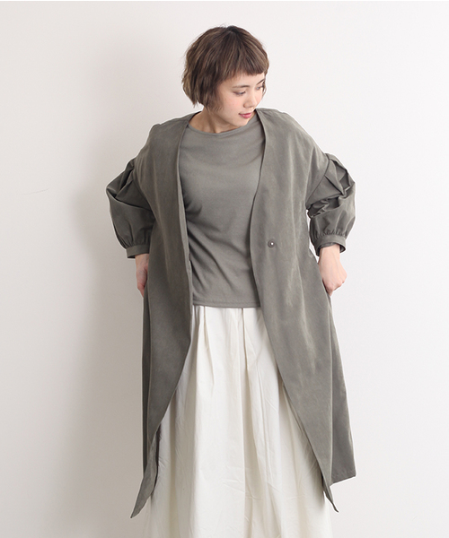 MERLOT（メルロー）の「ピーチウエストリボンボリューム袖スプリングコート501-4591（その他アウター・レディース・ネイビー/キャメル/ブラック/ピンクベージュ/カーキ・FREE）」の20枚目の写真