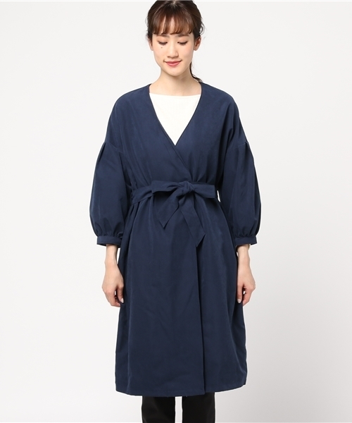 MERLOT（メルロー）の「ピーチウエストリボンボリューム袖スプリングコート501-4591（その他アウター・レディース・ネイビー/キャメル/ブラック/ピンクベージュ/カーキ・FREE）」の6枚目の写真