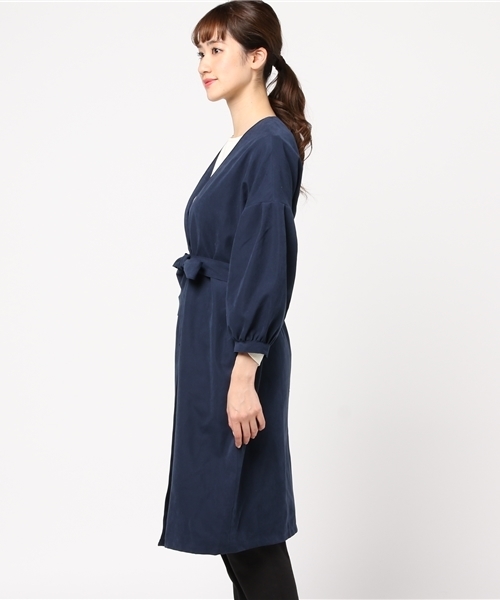 MERLOT（メルロー）の「ピーチウエストリボンボリューム袖スプリングコート501-4591（その他アウター・レディース・ネイビー/キャメル/ブラック/ピンクベージュ/カーキ・FREE）」の7枚目の写真