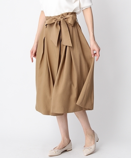 Andemiu（アンデミュウ）の「リボンツキラップフレアスカート752401（スカート・レディース・アイボリー/キャメル/ブルー・SMALL/MEDIUM）」の3枚目の写真