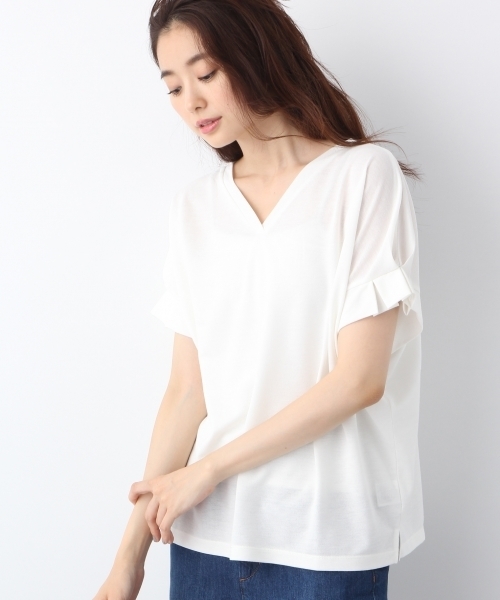 LEPSIM（レプシィム）の「ソデタック2WAYプルオーバーSS　763681（Tシャツ/カットソー・レディース・ダークネイビー/オフホワイト/ブラック/オリーブ・FREE）」の2枚目の写真