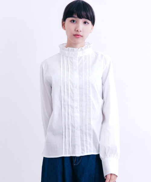 MERLOT（メルロー）の「フリルスタンドネックブラウス1342（シャツ/ブラウス・レディース・ブラック/レッド/オフホワイト/ブルーグリーン・FREE）」の2枚目の写真