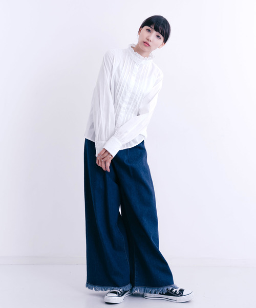 MERLOT（メルロー）の「フリルスタンドネックブラウス1342（シャツ/ブラウス・レディース・ブラック/レッド/オフホワイト/ブルーグリーン・FREE）」の17枚目の写真
