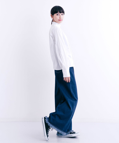 MERLOT（メルロー）の「フリルスタンドネックブラウス1342（シャツ/ブラウス・レディース・ブラック/レッド/オフホワイト/ブルーグリーン・FREE）」の6枚目の写真